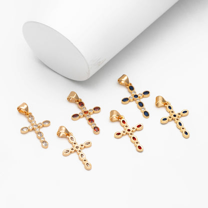 4pcs Cubic Cross Charm, CZ Pendant, Jesus Pendant, Earrings pendant, Earring Charm, Necklace Pendant (GB-3927)