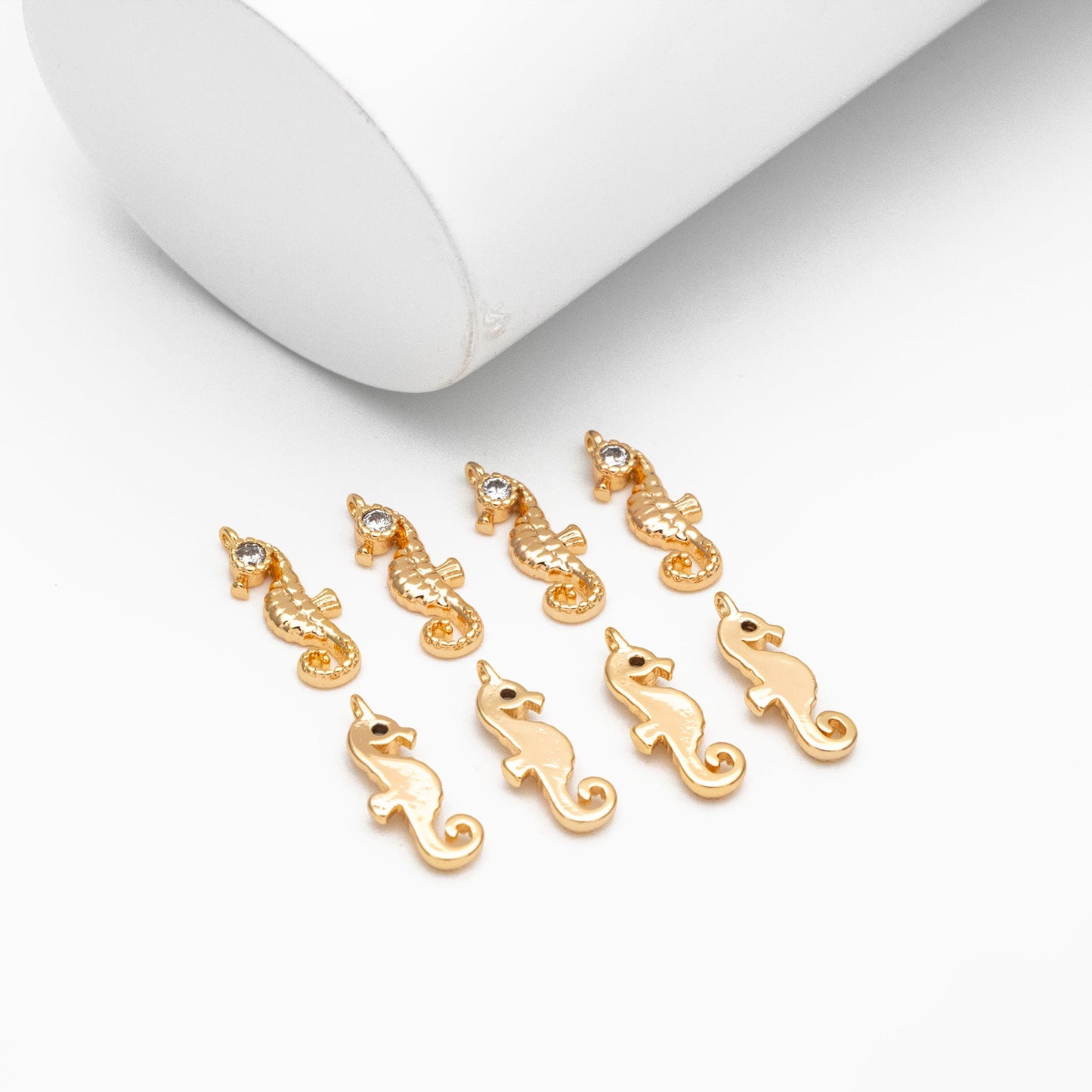 4pcs CZ Pave Seahorse Charm, Hippocampus Pendants for Necklace/ Earrings, DIY Supplies Wholesale (GB-3781-E)