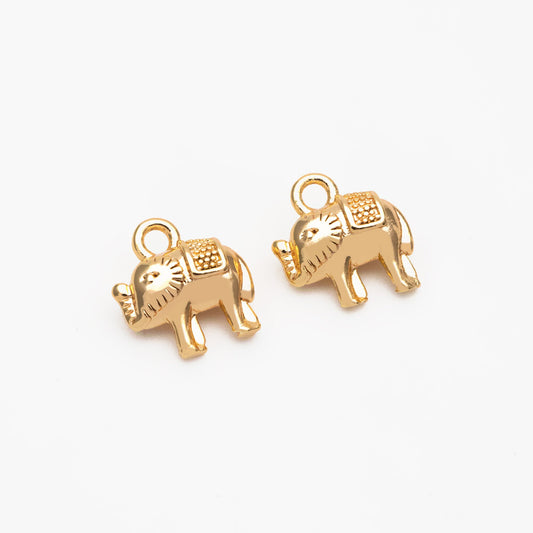 10pcs Gold Elephant Charm Pendant 9x9mm, Earring Findings, Jewelry Making, Diy Material, Jewelry Supplies (GB-2835-E)