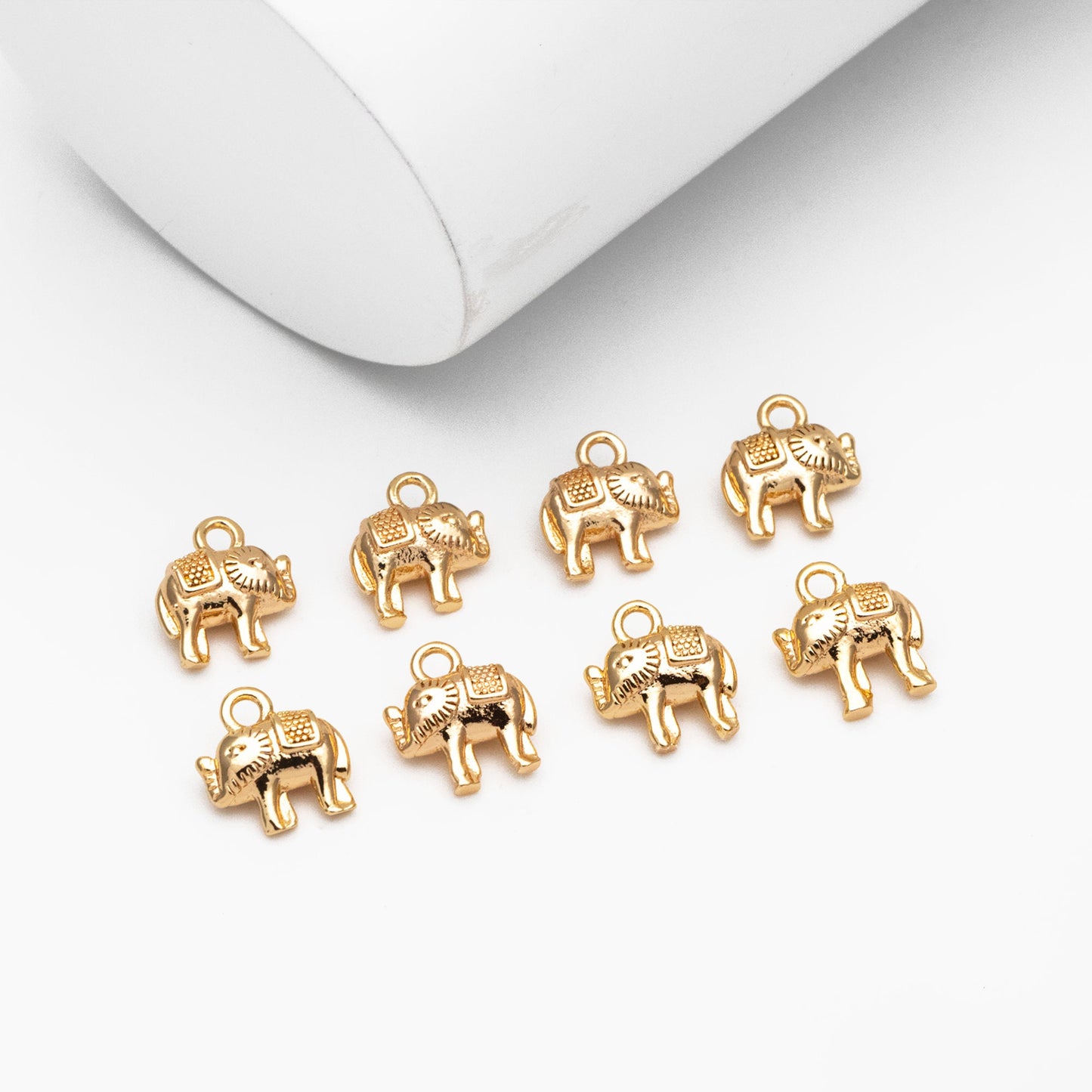 10pcs Gold Elephant Charm Pendant 9x9mm, Earring Findings, Jewelry Making, Diy Material, Jewelry Supplies (GB-2835-E)