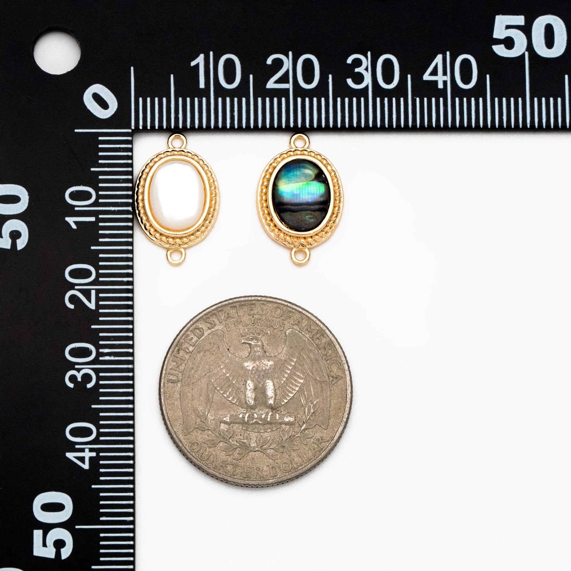 4pcs Shell Paved Gold Oval Connectors 17x11mm, Gold plated Brass, Oval Earring Charm Pendants (GB-3933)