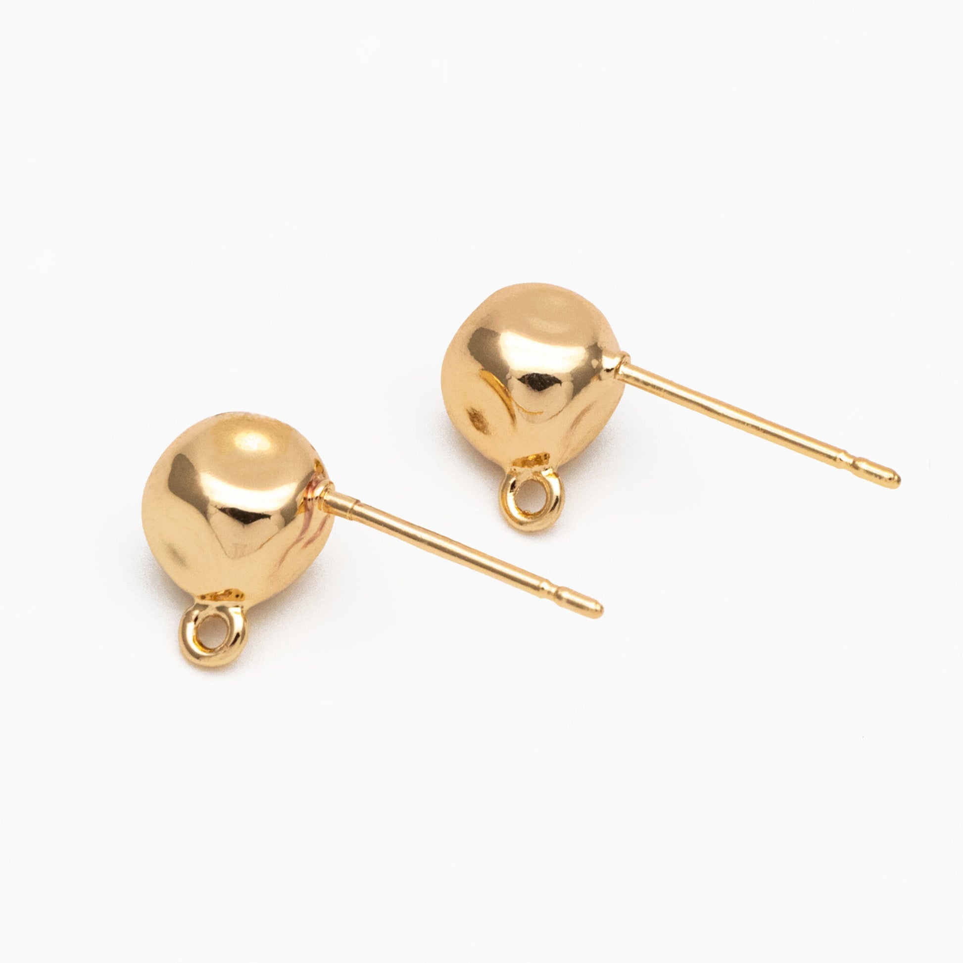 10pcs Gold Cube Ear Posts 9x7mm, Real Gold Plated Brass Geometric Earring Studs (GB-3935)