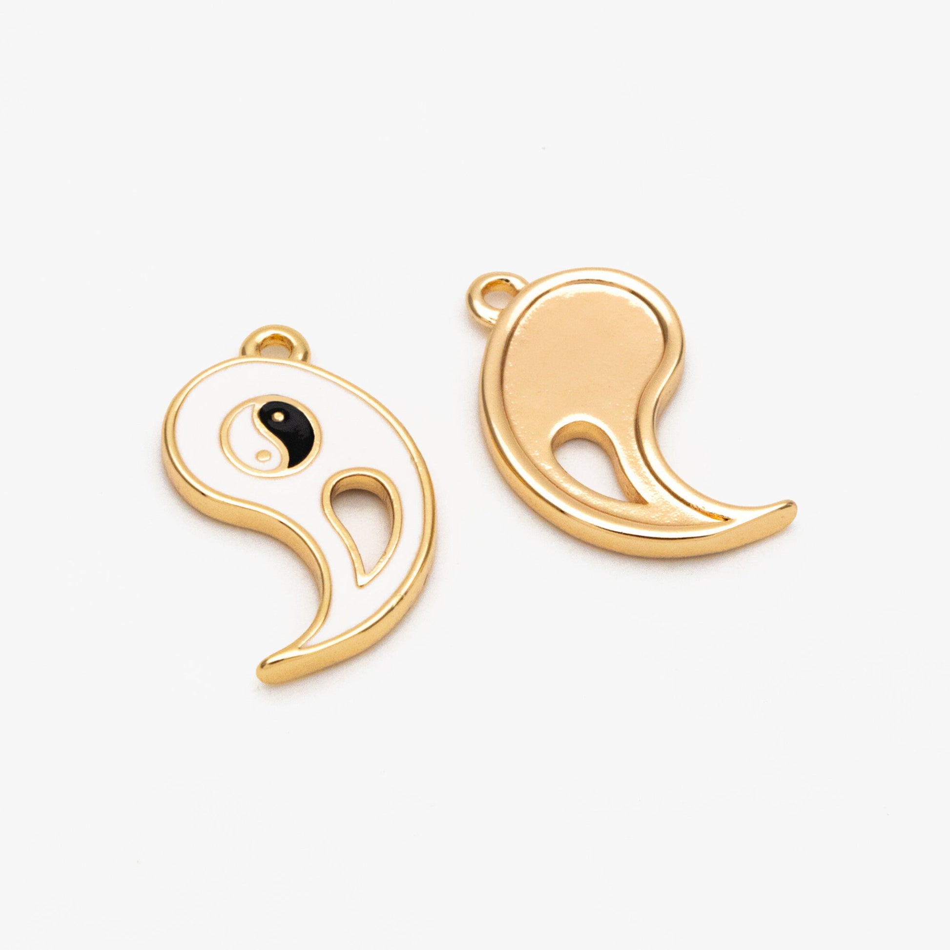 4pcs Gold Enamel Yin Yang Charms, Taoism Charm, Eight Diagrams Charm, Tai Chi Charm, Nepalese Charm, Yoga Jewelry (GB-3939)