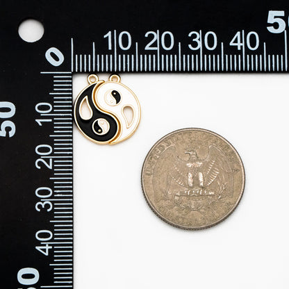 4pcs Gold Enamel Yin Yang Charms, Taoism Charm, Eight Diagrams Charm, Tai Chi Charm, Nepalese Charm, Yoga Jewelry (GB-3939)