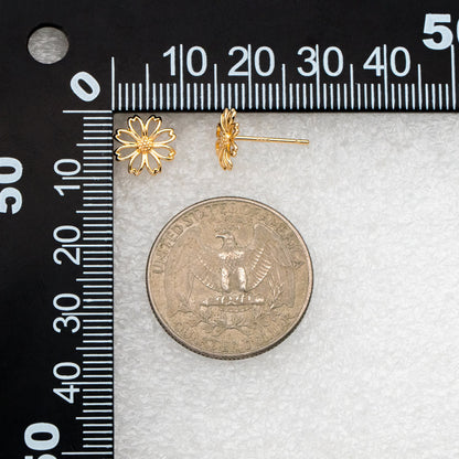 10pcs Gold Flower Earring, 9mm, Gold Plated Brass Daisy Stud Earrings, DIY Ear Findings (GB-3946)
