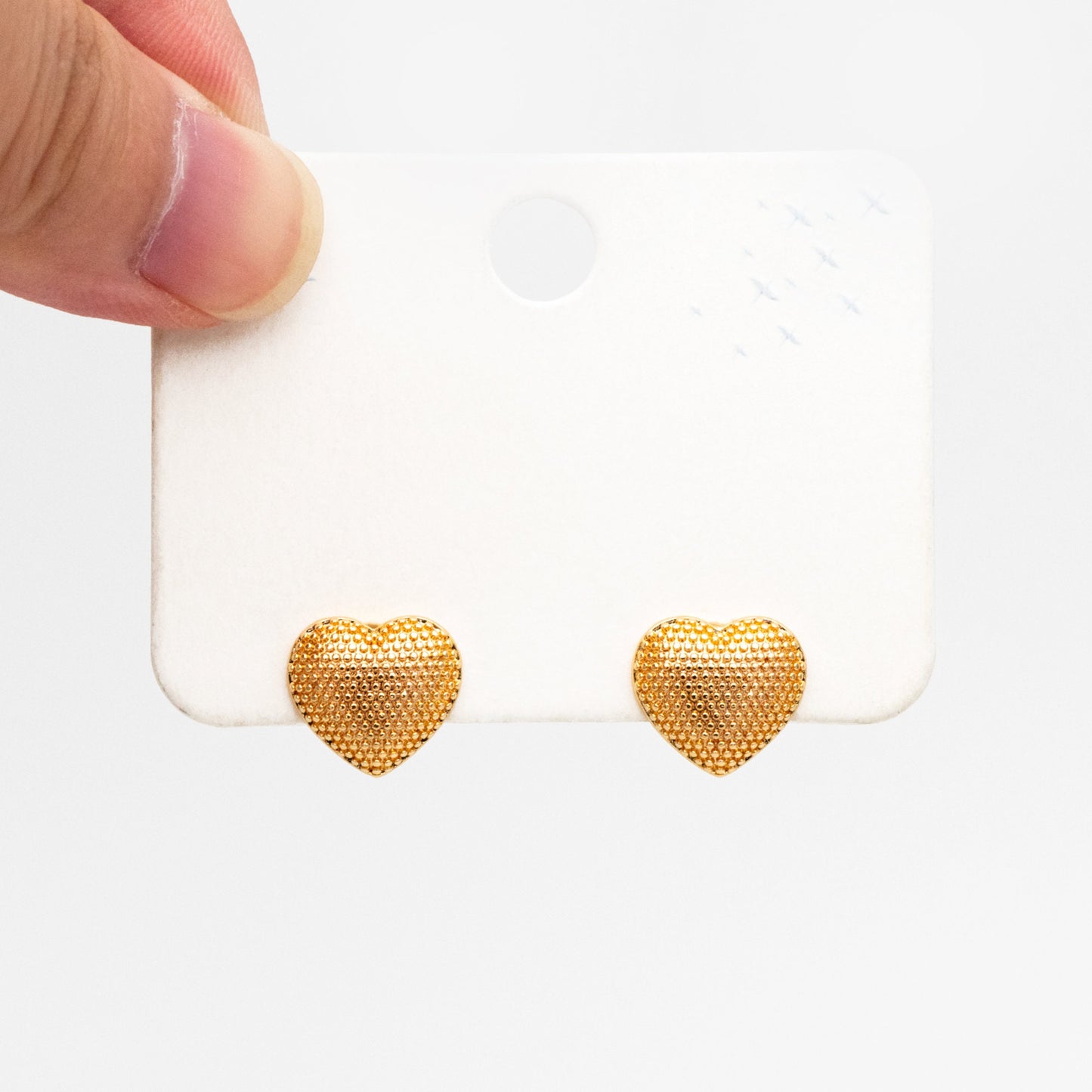 10pcs Gold Heart Ear Post, Real Gold plated Brass, Geometric Earring Studs (GB-3903)