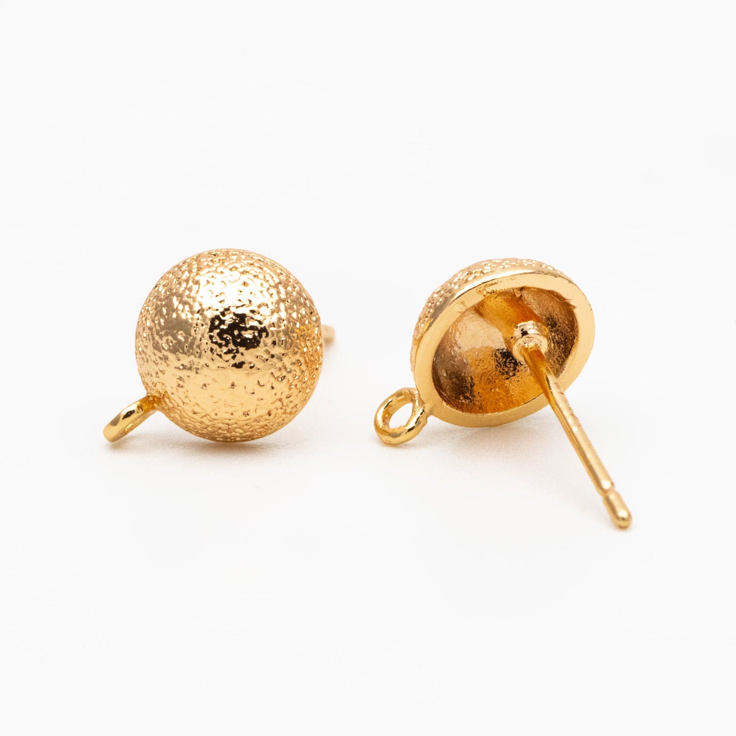 10pcs Gold Stardust Round Earring With Loop, 18K Gold plated Brass, Geometric Stud Earring Components (GB-3911)
