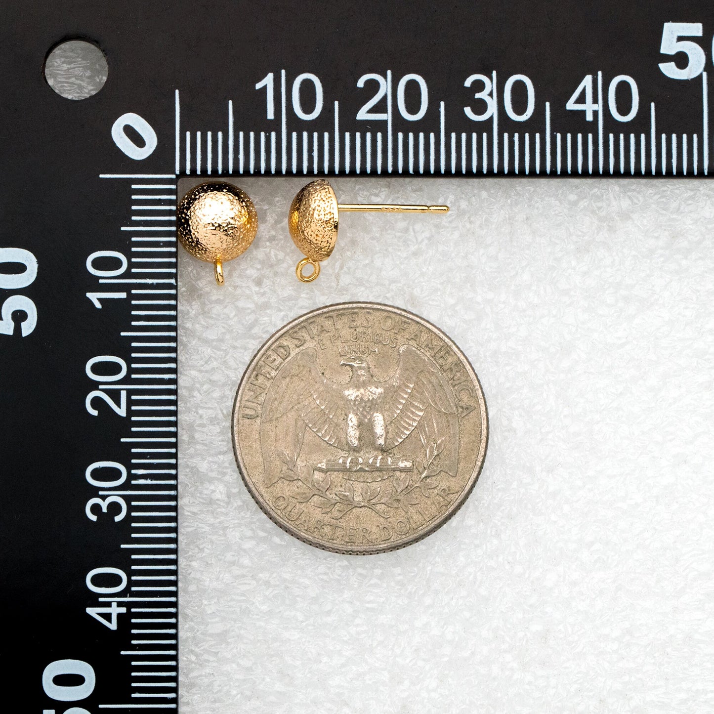 10pcs Gold Stardust Round Earring With Loop, 18K Gold plated Brass, Geometric Stud Earring Components (GB-3911)