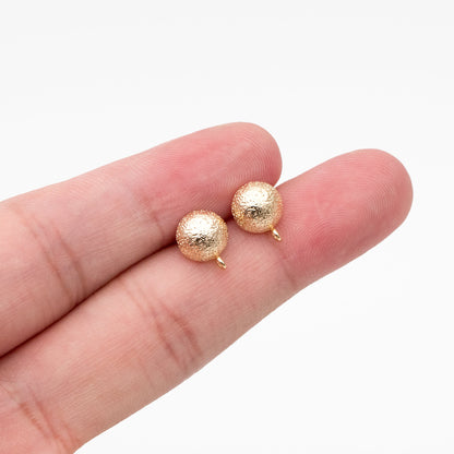 10pcs Gold Stardust Round Earring With Loop, 18K Gold plated Brass, Geometric Stud Earring Components (GB-3911)