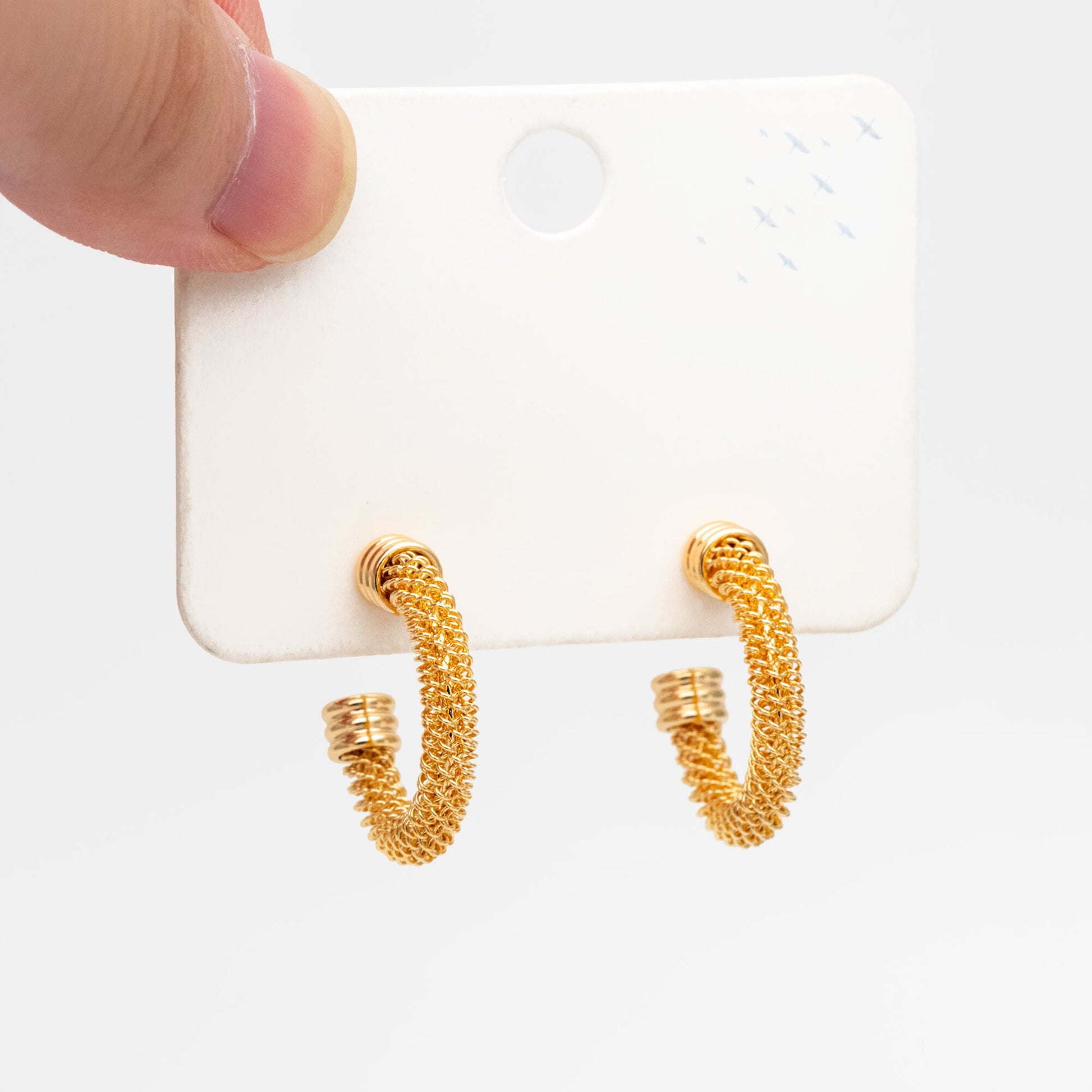 4pcs Gold Round Circle Ear Posts 22mm, Gold plated Brass, Dainty Geometric Hoop Stud Earrings (GB-3937)