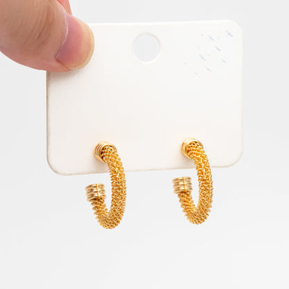 4pcs Gold Round Circle Ear Posts 22mm, Gold plated Brass, Dainty Geometric Hoop Stud Earrings (GB-3937)