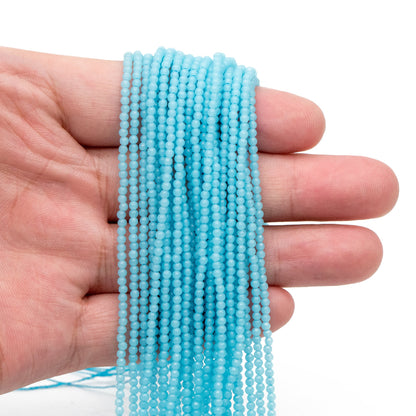 Luminous Stone Beads, Glow in the Dark, Aqua Blue/ Light Green/ Peach/ Blue Fluorescent Sphere Ball Beads, 14" Strand (GM-048)