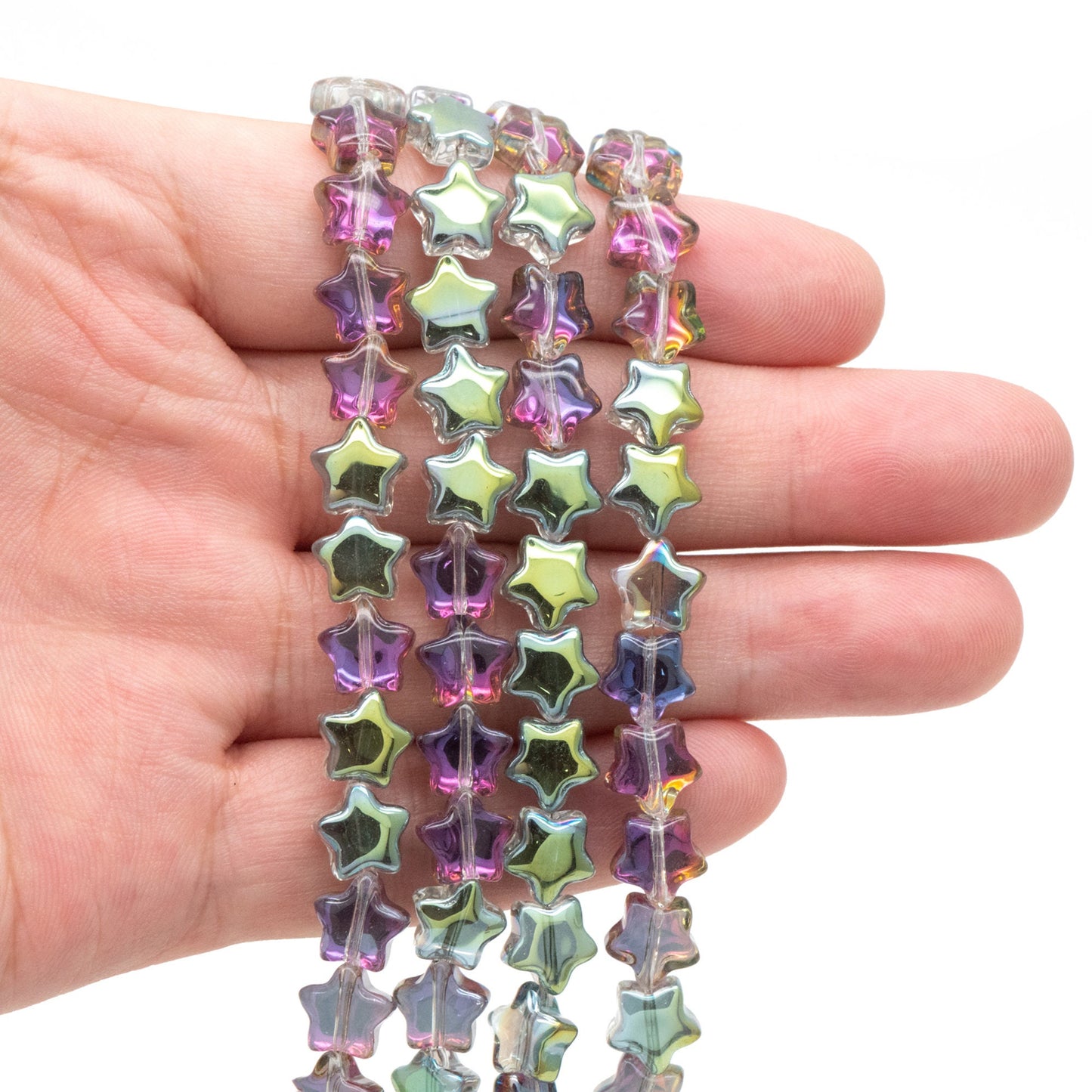 20pcs Sparkly Crystal Star Beads 8mm, Smooth Glass Star Beads (TS-133)