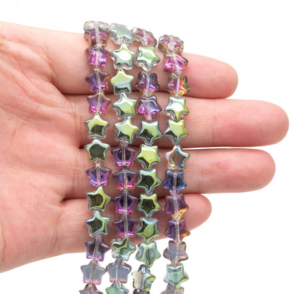 20pcs Sparkly Crystal Star Beads 8mm, Smooth Glass Star Beads (TS-133)