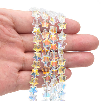 20pcs Sparkly Crystal Star Beads 8mm, Smooth Glass Star Beads (TS-133)