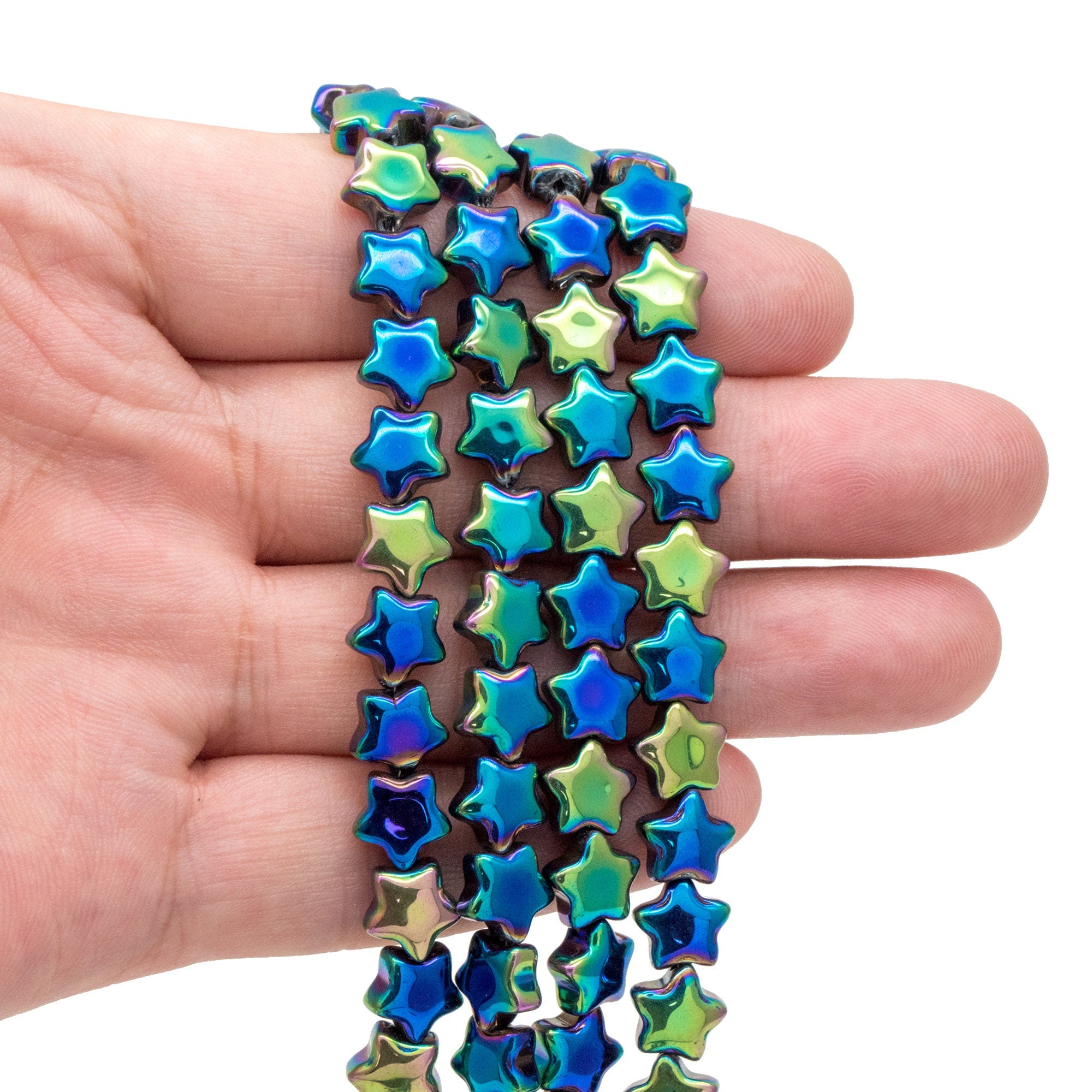 20pcs Sparkly Crystal Star Beads 8mm, Smooth Glass Star Beads (TS-133)