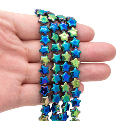 20pcs Sparkly Crystal Star Beads 8mm, Smooth Glass Star Beads (TS-133)