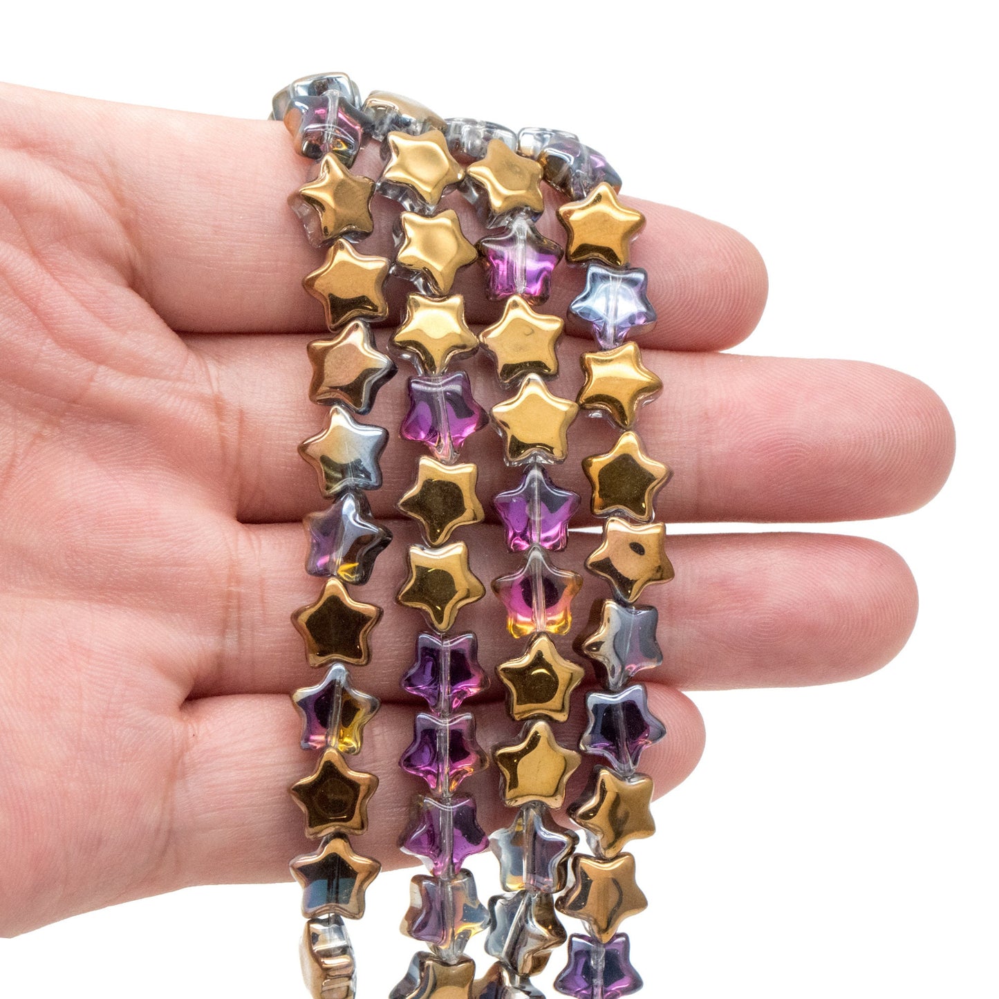 20pcs Sparkly Crystal Star Beads 8mm, Smooth Glass Star Beads (TS-133)