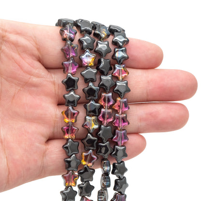 20pcs Sparkly Crystal Star Beads 8mm, Smooth Glass Star Beads (TS-133)