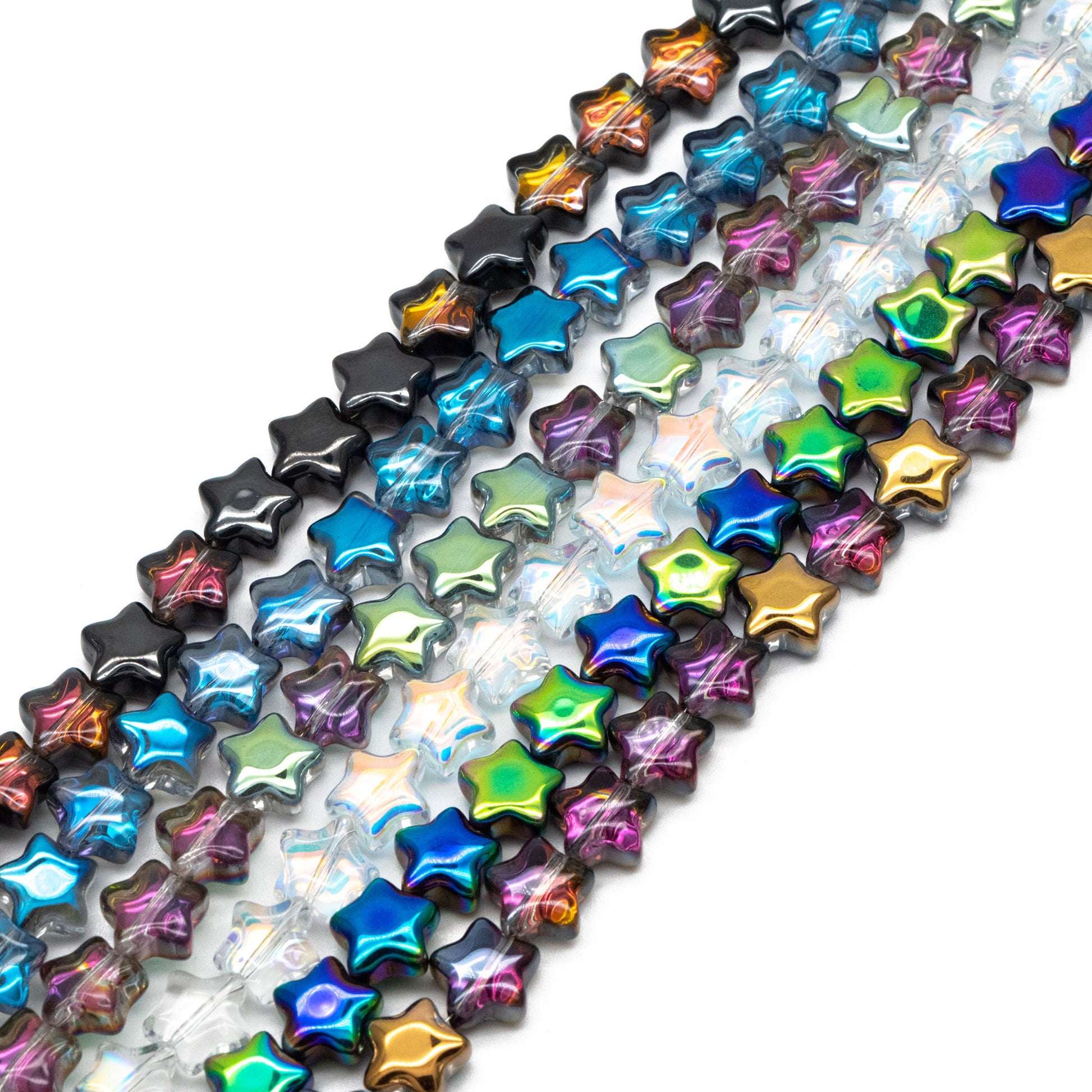 20pcs Sparkly Crystal Star Beads 8mm, Smooth Glass Star Beads (TS-133)