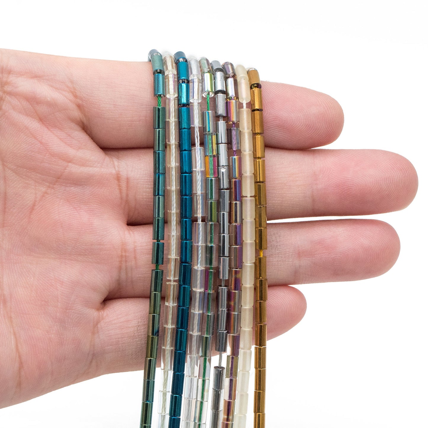 70pcs Sparkly Tube Glass beads 5x3mm, Crystal Stick beads, Multi Smooth Colors to Choose (TS-135)