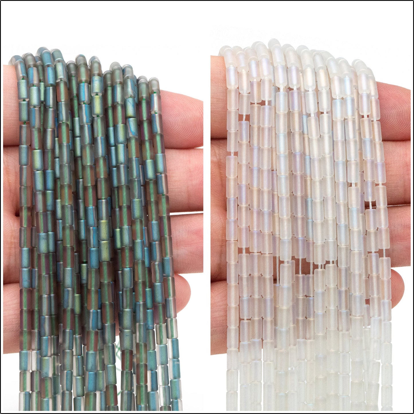 70pcs Frosted Tube Glass beads 5x3mm, Stick Crystal Beads, Multi Colors to Choose (TS-136)