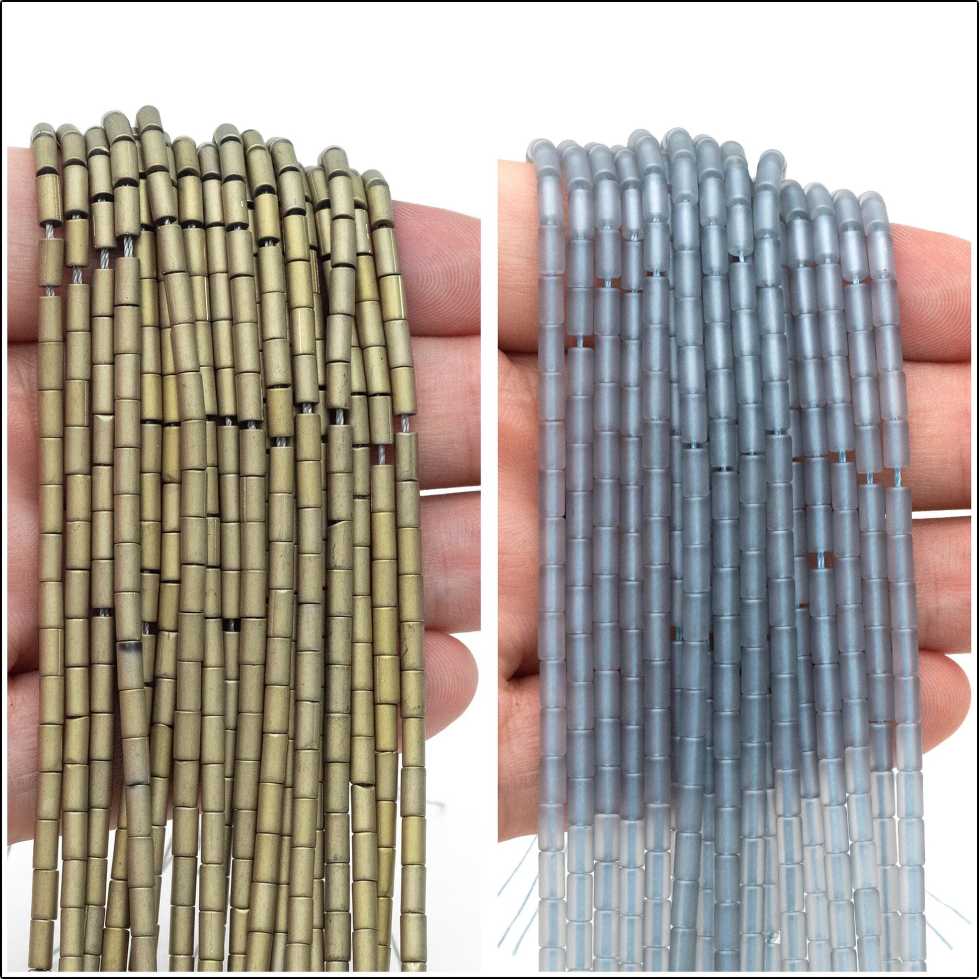 70pcs Frosted Tube Glass beads 5x3mm, Stick Crystal Beads, Multi Colors to Choose (TS-136)