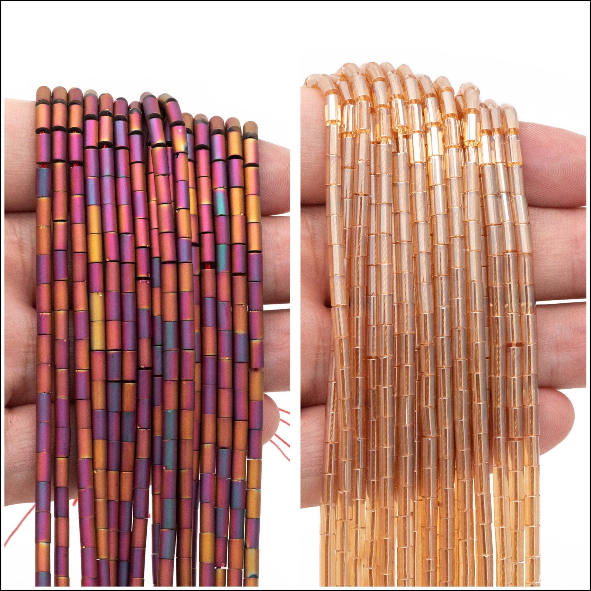 70pcs Frosted Tube Glass beads 5x3mm, Stick Crystal Beads, Multi Colors to Choose (TS-136)