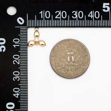 10pcs CZ Pave Gold Flower Charm Connectors 10x12mm, 18K Gold plated Brass, Floral Pendants with Loops (GB-3780-G)