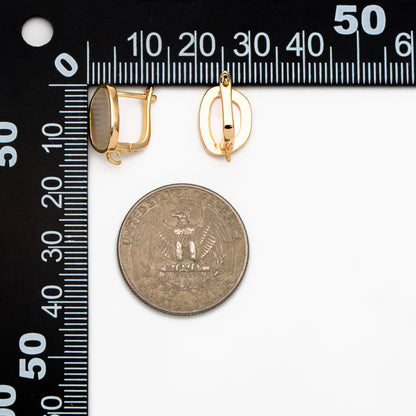 4pcs Shell Pave Gold Click-in Style Stud Earring, Pearl Leverback Earring with Loop, Shell Earring Finding Wholesale (GB-3904-D)