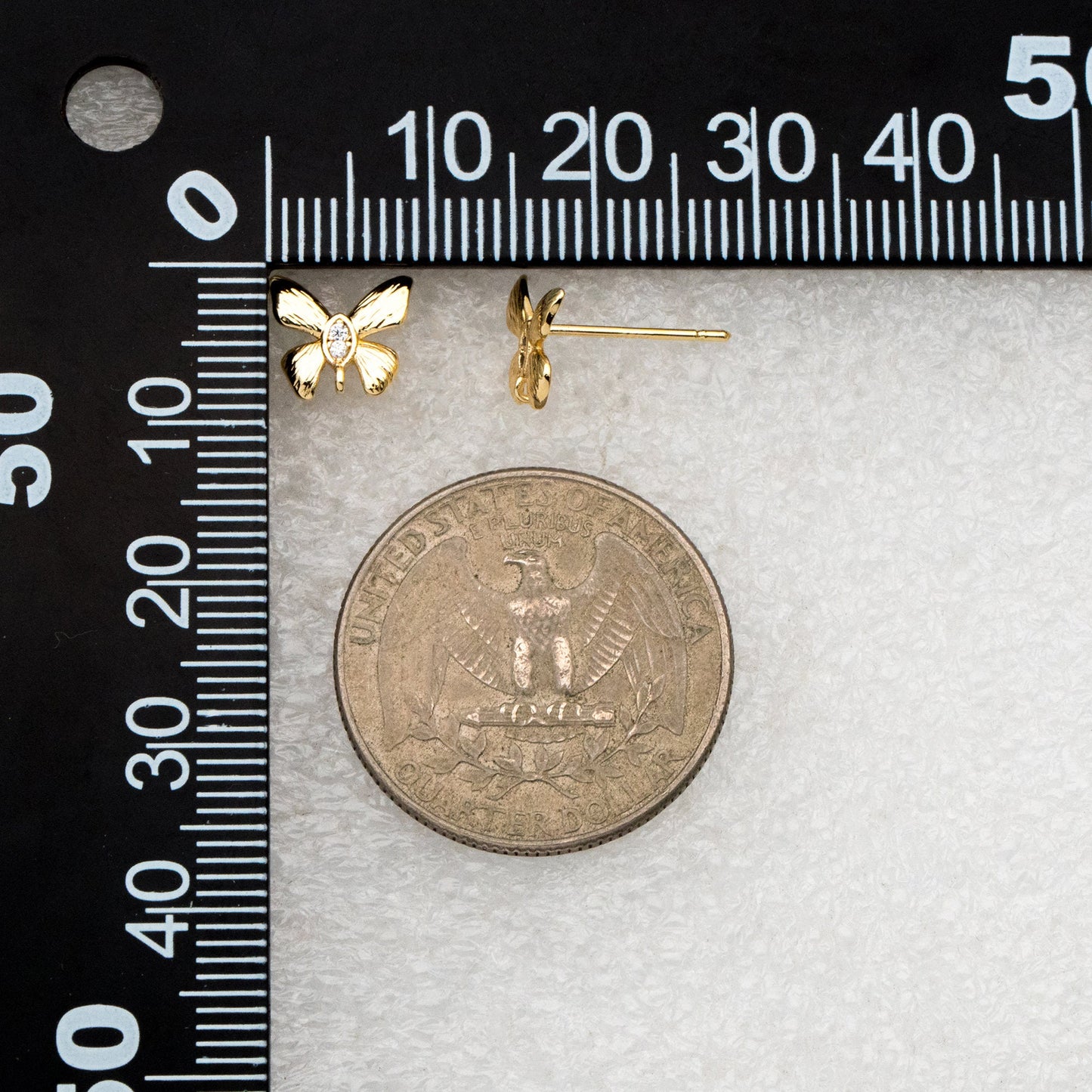 10pcs Gold Butterfly Earring with Loop, Gold plated Brass, Dianty Butterfly Stud Earring, Jewelry Supplies (GB-3909)