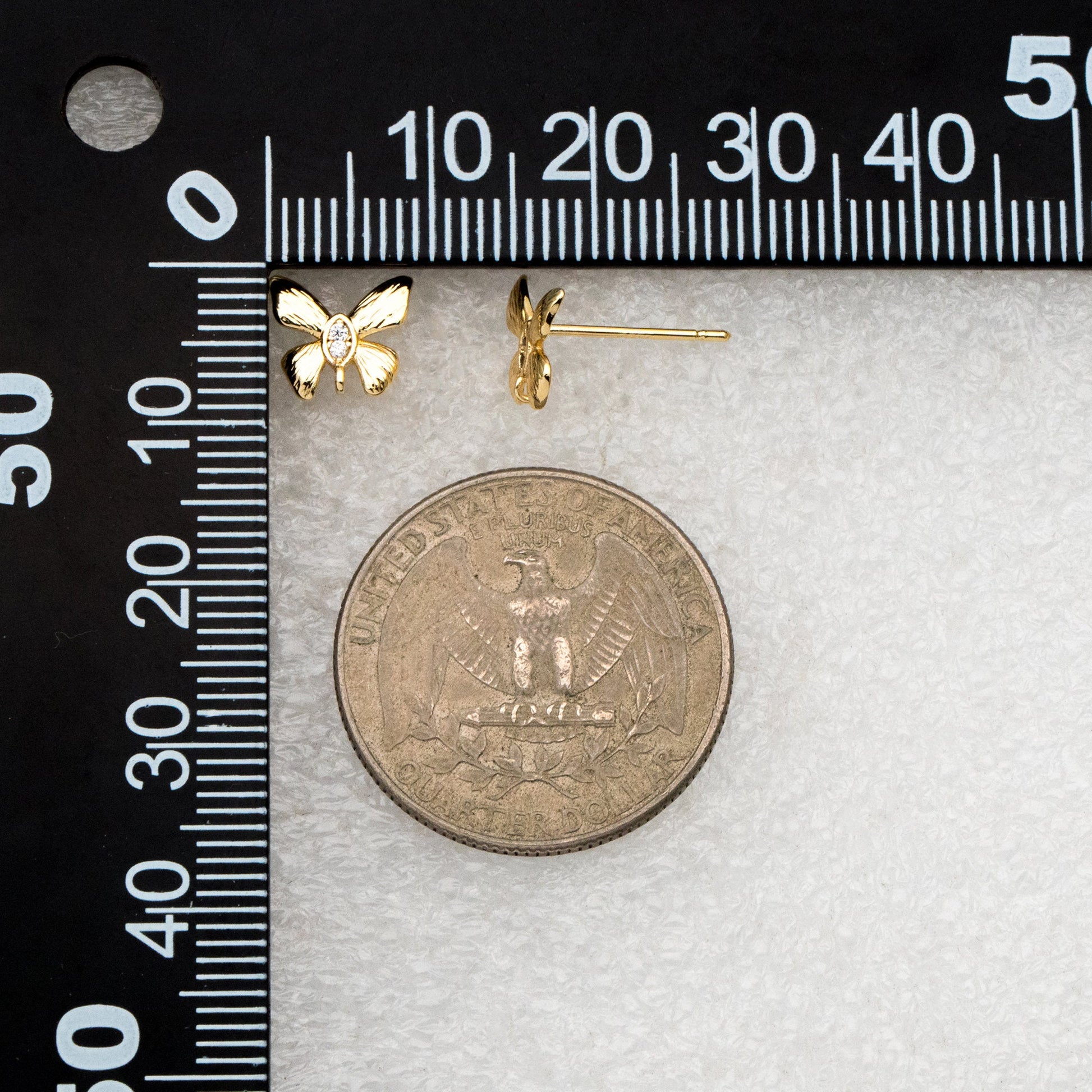 10pcs Gold Butterfly Earring with Loop, Gold plated Brass, Dianty Butterfly Stud Earring, Jewelry Supplies (GB-3909)