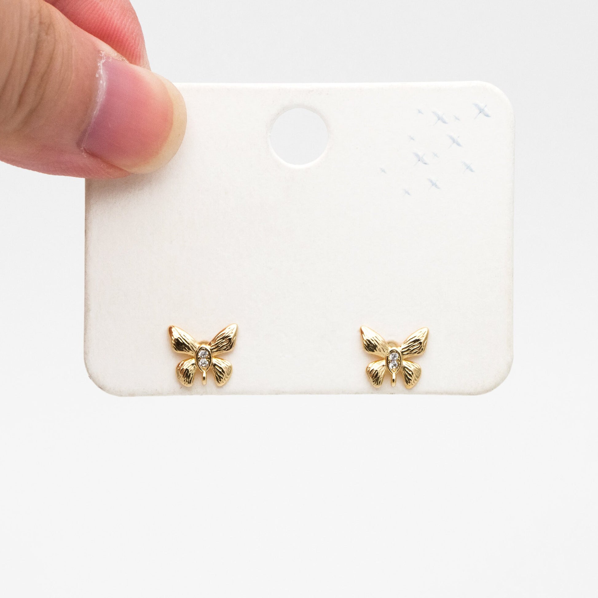 10pcs Gold Butterfly Earring with Loop, Gold plated Brass, Dianty Butterfly Stud Earring, Jewelry Supplies (GB-3909)