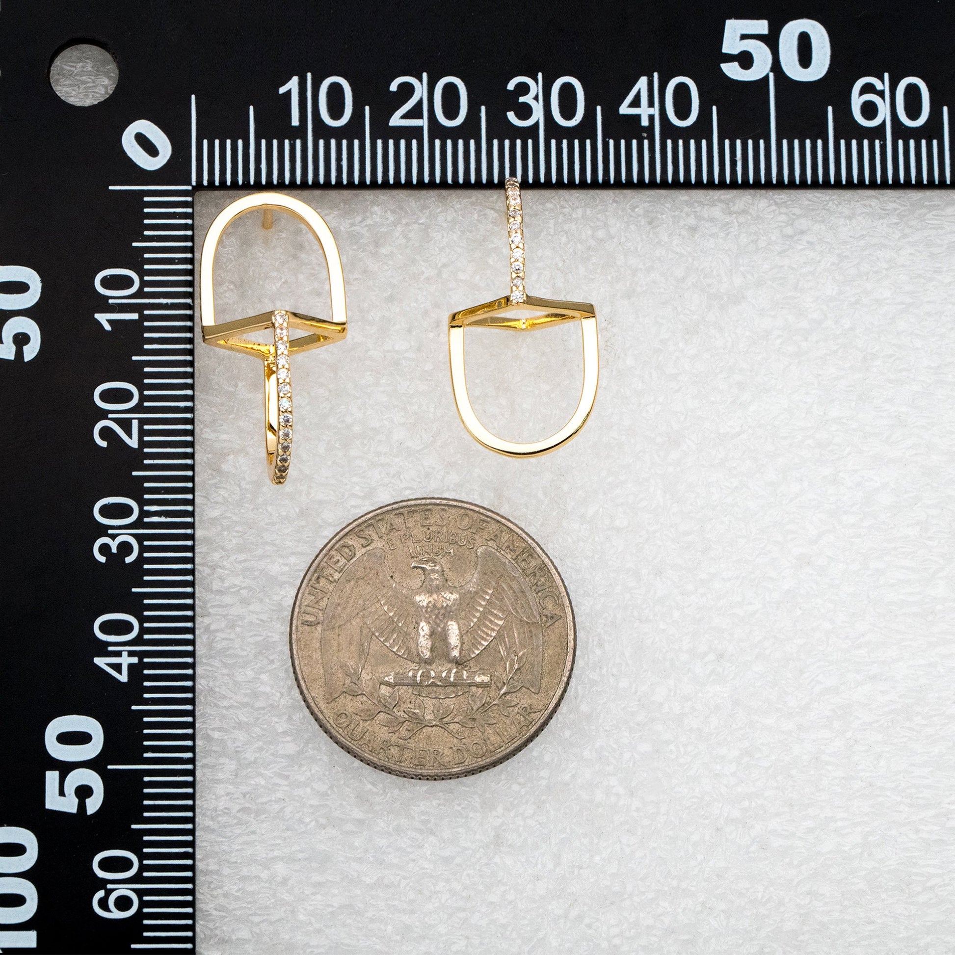 4pcs CZ Pave Gold Asymmetry Earrings, 18K Gold plated Brass Geometric Stud Earrings (GB-3912)