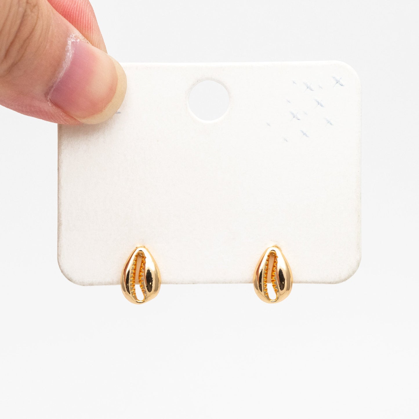 10pcs Gold Shell Earring 10x7mm, Gold plated Brass Seashell Stud Earrings (GB-3990)