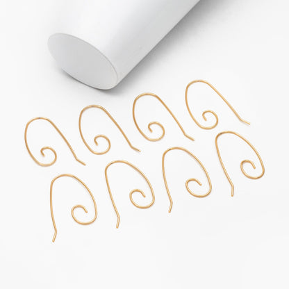 10pcs Gold plated Brass Ear Hooks 36x22mm, Simple Earwires Earring Components (GB-947-E)