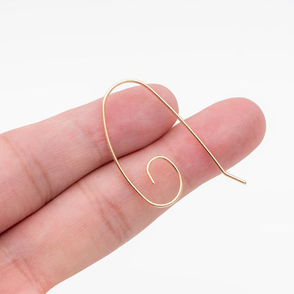 10pcs Gold plated Brass Ear Hooks 36x22mm, Simple Earwires Earring Components (GB-947-E)