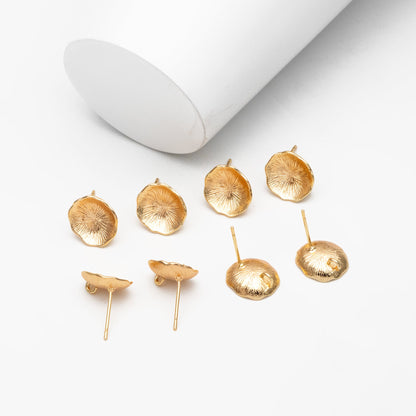 10pcs Gold Lotus Leaf Earring with Loop 12X11mm, 18K Gold plated Brass, Stud Earring Components (GB-3997)