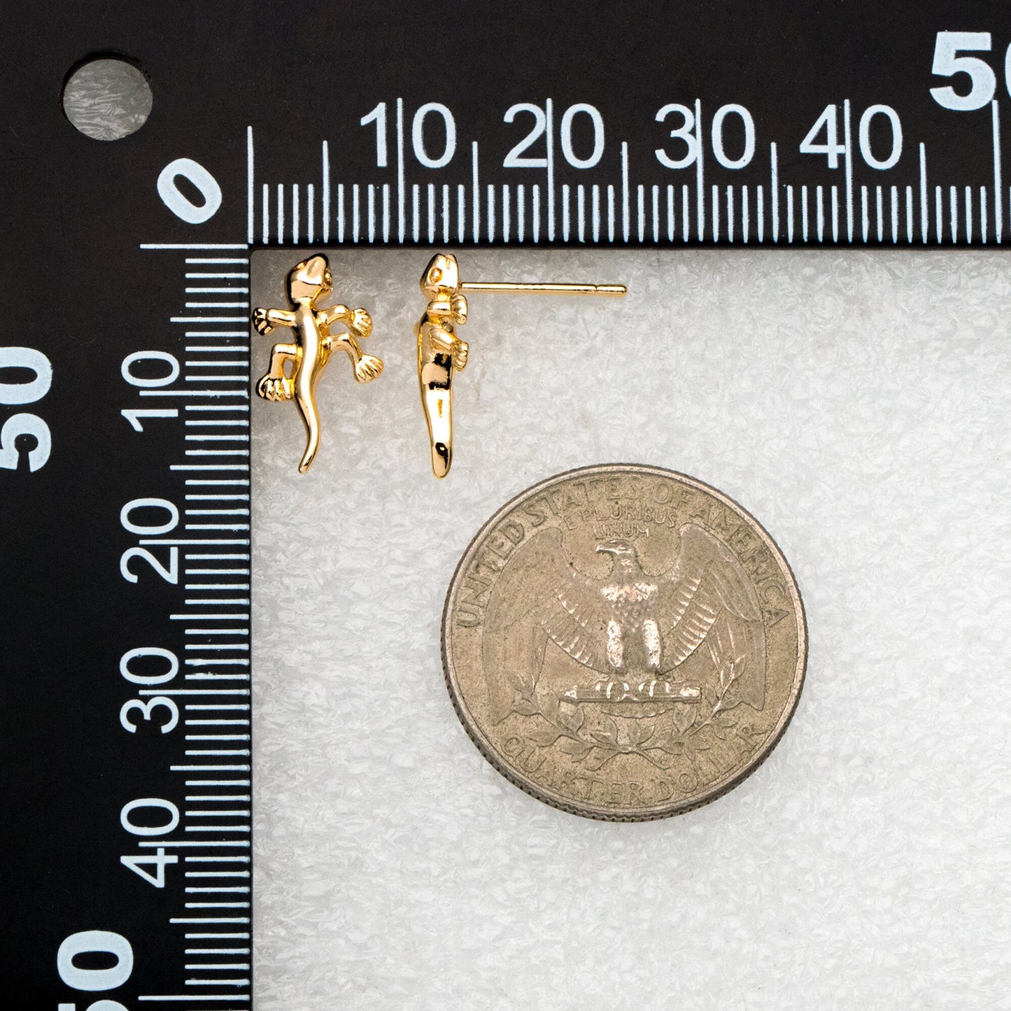 10pcs Gold Gecko Earrings 15x9mm, Gold Plated Brass Lizard Stud Earrings (GB-3998)