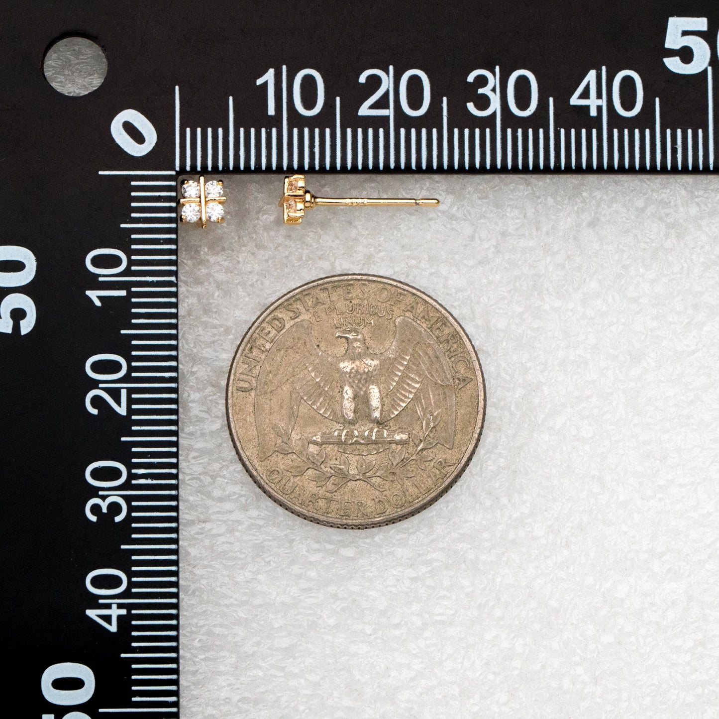 10pcs CZ Pave Square Earring Posts 5mm, Real Gold Plated Brass, Geometric Earring Studs (#GB-4002)