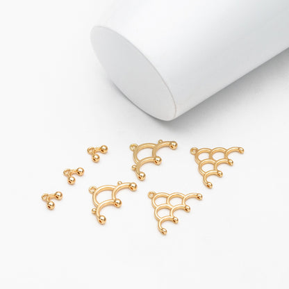 10pcs Gold Semi Circle Charm Connectors, 18K Gold plated Brass, Geometric Pendants (GB-4004)