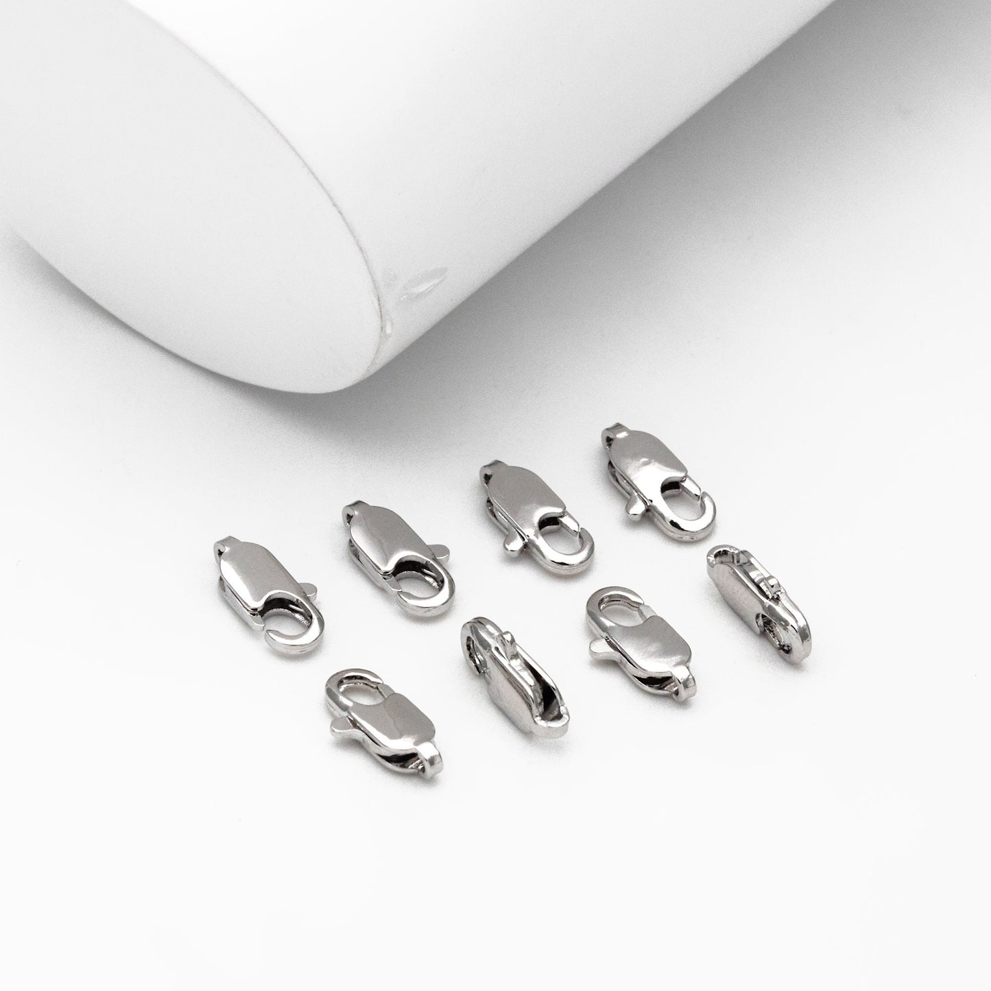 20pcs Gold/ Silver Lobster Claw Clasps 10/ 12mm, Real Gold/ rhodium plated Brass, Necklace Bracelet Charm Clasps (GB-3764)