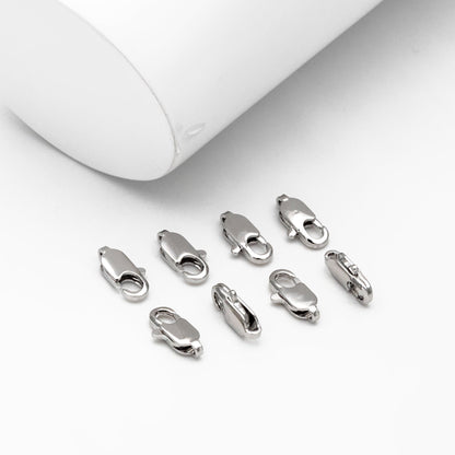 20pcs Gold/ Silver Lobster Claw Clasps 10/ 12mm, Real Gold/ rhodium plated Brass, Necklace Bracelet Charm Clasps (GB-3764)