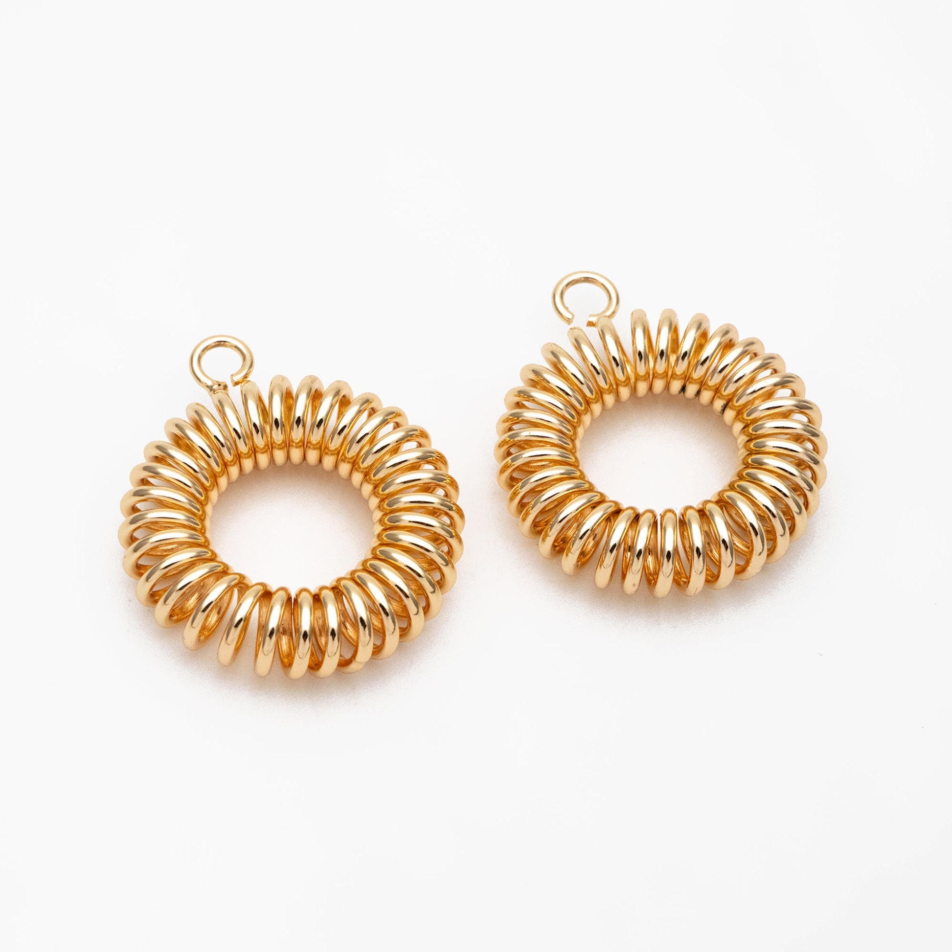 10pcs Gold Wired Charms, 21mm, Round Circle Pendants (GB-3947)