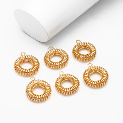 10pcs Gold Wired Charms, 21mm, Round Circle Pendants (GB-3947)