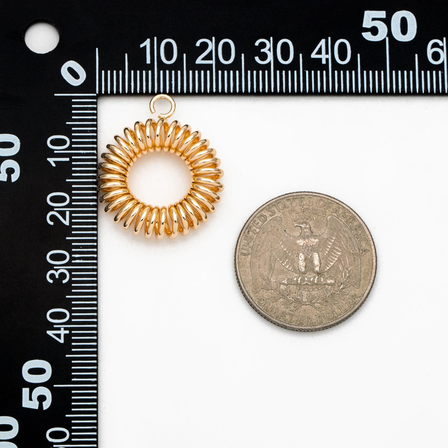 10pcs Gold Wired Charms, 21mm, Round Circle Pendants (GB-3947)