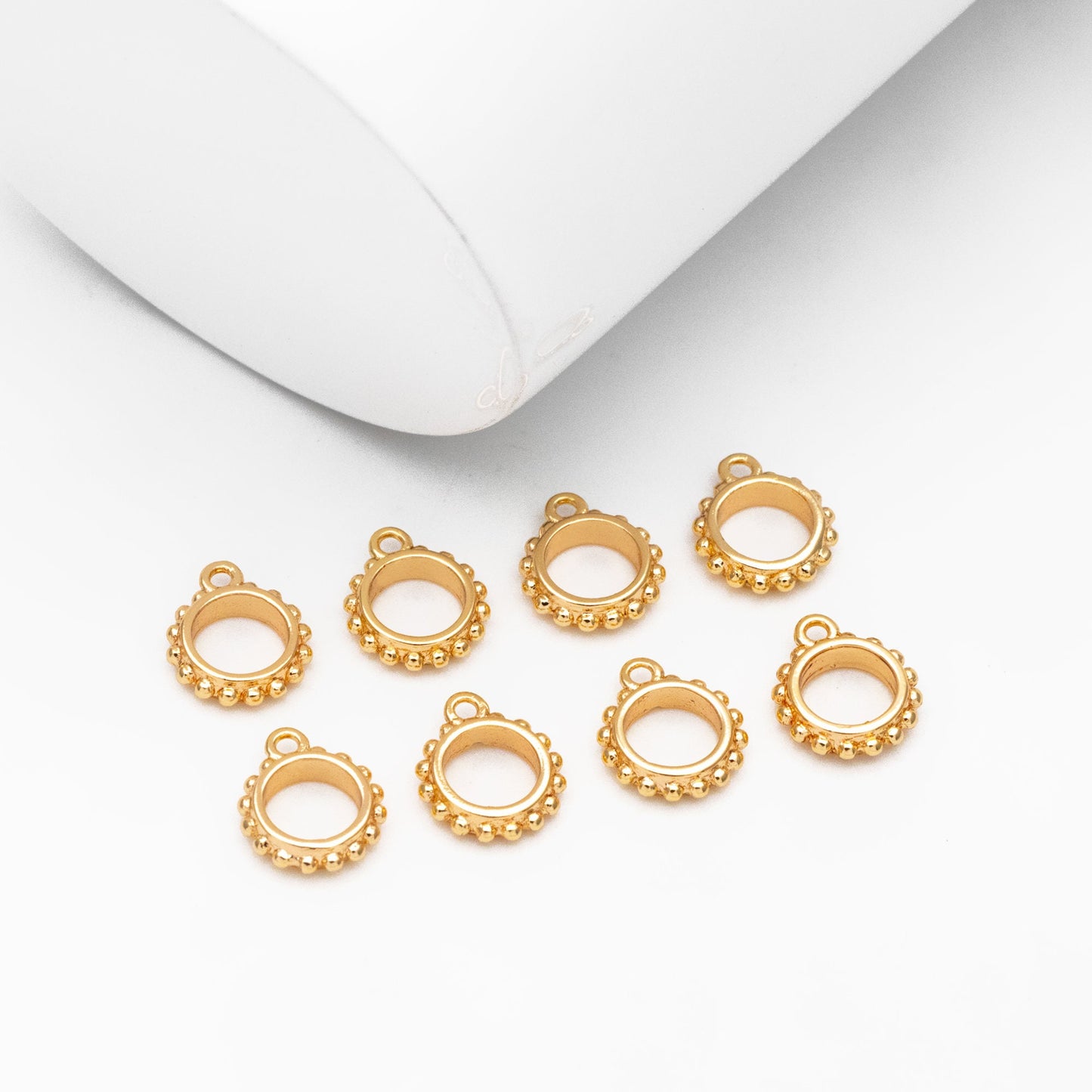 10pcs Gold Bail Beads, Bail Charm Holder Spacer with Loop, Tube Bails, Cord Bails, Slider Bails, Spacer Ring (GB-1328-A)