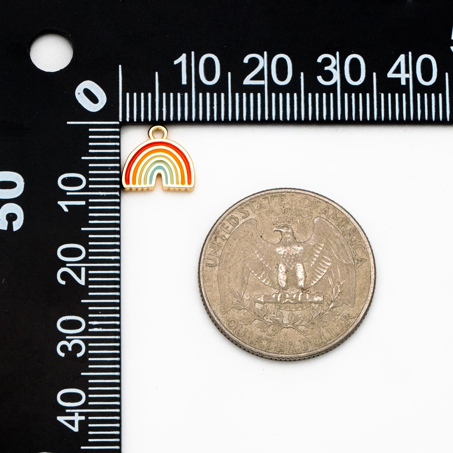 10pcs Enamel Rainbow Charms 9x10mm, 18K Gold plated Brass Rainbow Pendants (GB-3953)