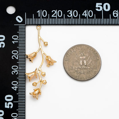 4pcs Gold Flower Charms, 18K Gold plated Brass, Floral Earring Pendants (GB-954-E)