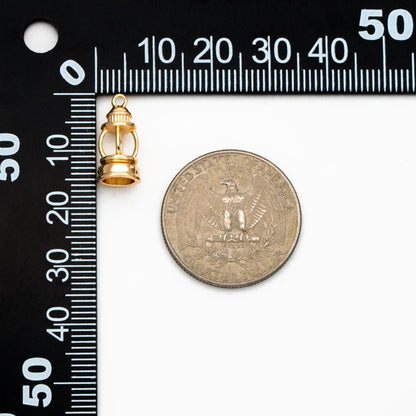 10pcs 18K Gold Plated Lantern Charms: Brass Lamp Pendants (GB-3982)